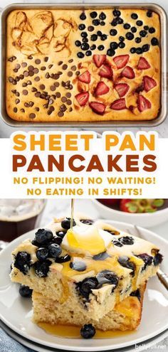 Breakfast just got a lot easier and faster with these Sheet Pan Pancakes! Same great flavor and texture, but no more waiting, flipping, and family members eating in shifts. It’s the best thing since sliced bread. Sheet Pan Pancakes, Pan Pancakes, Baked Pancakes, Pancake Breakfast, Sheet Pan Dinners Recipes, Holiday Morning, Sheet Pan Meals, Tasty Pancakes, Family Breakfast