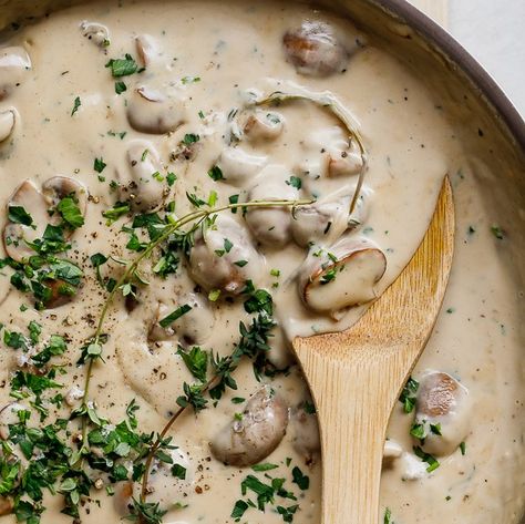 Every cook needs a good easy creamy mushroom sauce recipe. It's perfect stirred through pasta and fantastic on grilled steak. Creamy Mushroom Sauce Recipe, Mushroom Sauce Recipe, Pasta Food Recipes, Creamy Mushroom Sauce, Pasta Food, Creamy Mushrooms, Mushroom Sauce, Idee Pasto Sano, Simply Delicious