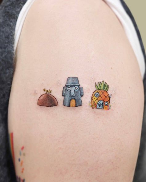 Spongebob Tattoo, Maching Tattoos, 42 Tattoo, Cute Matching Tattoos, Pineapple Tattoo, Sibling Tattoos, Doodle Tattoo, Friendship Tattoos, Small Tattoos For Guys