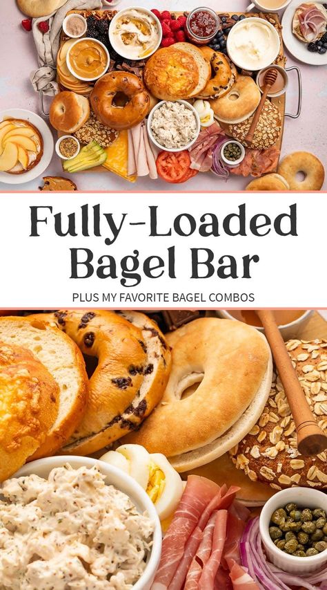 Fully-Loaded Bagel Bar - the Ultimate how to Loaded Bagel, Bagel Spread, Bagel Thins, Whipped Peanut Butter, 40 Aprons, Bagel Bar, Brunch Bar, Chicken Salad Recipe Easy, Vegan Nutella