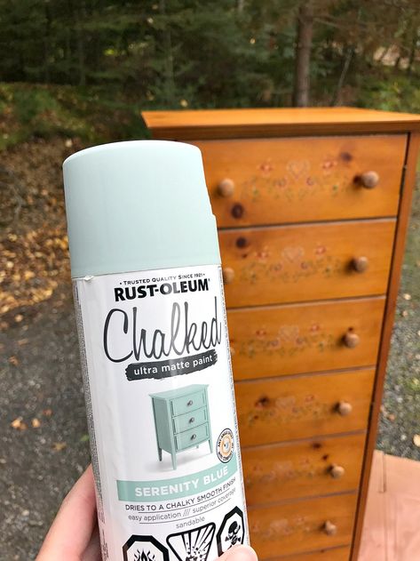 Chalk Paint Cabinets, Chalk Spray Paint, Paint Makeover, Pine Cabinet, Spray Paint Furniture, Chalk Paint Furniture Diy, Chalk Paint Makeover, Blue Chalk Paint, Painting Wood Furniture