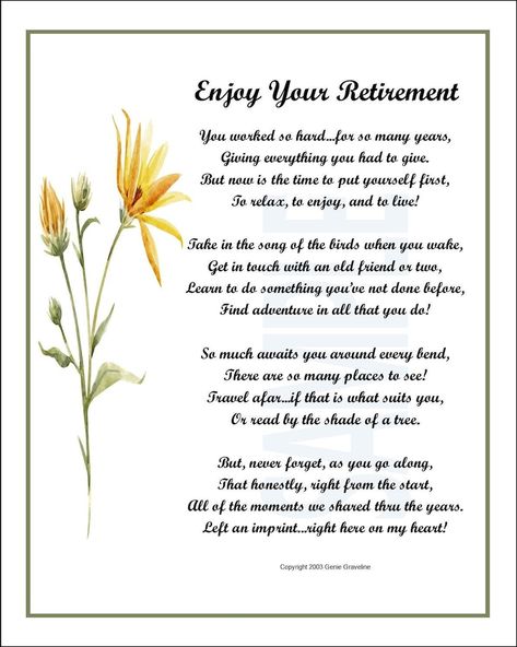 This Digital Prints item by GeniesPoems has 9 favorites from Etsy shoppers. Ships from United States. Listed on 16 May, 2023 Retirement Blessings Quote, Retirement Sentiments Cards, Doctor Retirement Quotes, Pastor Retirement Quotes, Retirement Speech For Mom, Retirement Poems Coworker, Retirement Messages For Colleagues, Retiring Quotes, Words For Retirement Card