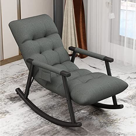 Walnut Rocking Chair Nordic Home Single Recliner Casual Lounger Living Room Deckchair Bedroom Balcony Rocking Chair Sofa Lazy Chair (Color : Gray) Simple Rocking Chair, Balcony Lounge, Sitting Room Chairs, Upholstered Rocking Chairs, Bedroom Sitting Room, Bedroom Sitting, Modern Balcony, Modern Recliner, Chair For Living Room