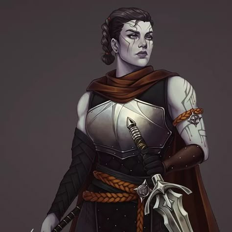 Rachel Denton Art, Nerdy Dnd Character Art, Strahd Dnd Art, Dnd Cleric Ideas, Goliath Dnd Woman, Dnd Female Goliath, Half Goliath, Dragonlance Characters, Goliath Rogue