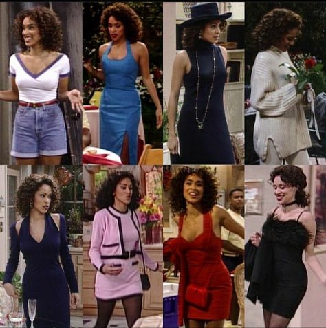 Hilary Banks Outfits, Hilary Banks, Black 90s Fashion, Fran Fine Outfits, Looks Hip Hop, 90’s Outfits, Fran Fine, 90s Inspired Outfits, Black 90s