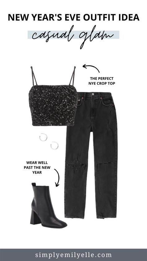 New year’s Eve outfit ideas Beachy New Years Eve Outfit, New Years Eve Cold Weather Outfit, Nye Looks 2024, Nye Simple Outfit, Teen New Years Eve Party Outfit, Easy New Years Outfit, New Year’s Eve Casual Dinner Outfit, News Years Eve Outfit Night, New Years 2023 Outfit