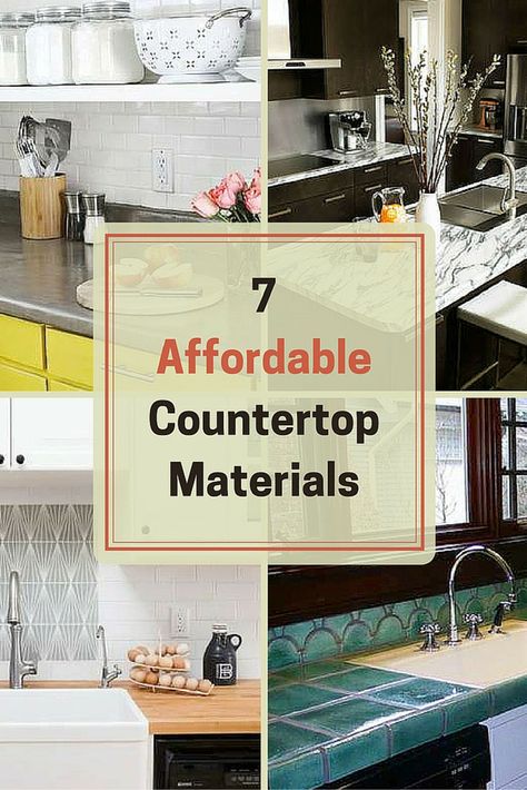 If granite or marble isn't in your kitchen reno budget, don't despair. There are plenty of affordable countertop materials to choose from. From tile, to concrete, to wood, you can still make a design impact on a budget. Replacing Kitchen Countertops, Kitchen Planning, Kitchen Remodel Countertops, Budget Kitchen Remodel, Kitchen Countertop Materials, Concrete Countertops Kitchen, Countertop Design, Concrete Kitchen, Cheap Kitchen