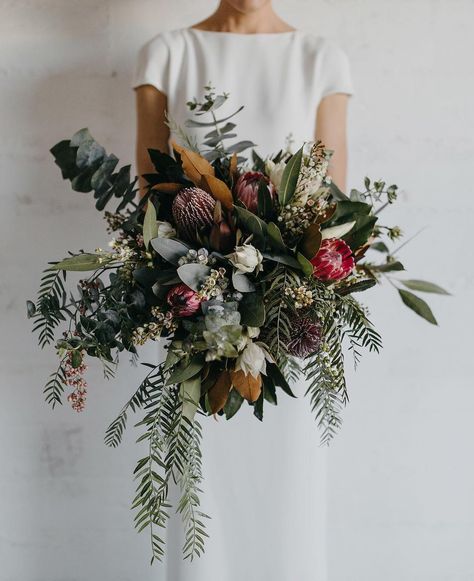 Oversized, untamed and packed with gorgeous natives - this incredible bouquet by @_thesecretgardenn_ is everything we love in a bouquet. If… Wild Wedding Bouquet, Flowers And Greenery, Wildflower Wedding, Deco Floral, Floral Inspiration, Bride Bouquets, Bridal Flowers, Flower Bouquet Wedding, Exotic Flowers