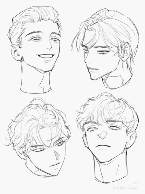 Sketching Hair Step By Step, Male Head Base Drawing, Head Art Reference Drawing, Manhwa Side Profile Male, Anime Style Drawing Reference, Short Hair Art Tutorial, Short Male Haircuts Drawing, Head Poses Drawing Reference Male, Manga Side Profile Male