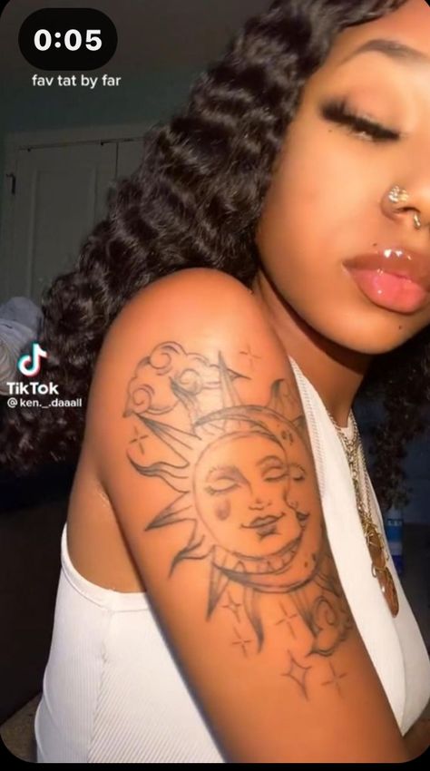 Red Ink Tattoos On Dark Skin Black, Red Ink On Dark Skin, Dark Skin Tattoos Women, Red Tattoos On Dark Skin, Tattoos On Dark Skin Women, Red Ink Tattoos On Dark Skin, Shoulder Tattoos For Black Women, Tattoo Ideas Dark Skin, Tattoos For Black Women