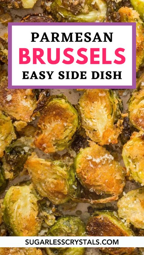 Discover the simplicity of easy baked parmesan Brussels sprouts that bring flavor and crunch to your plate. This straightforward recipe requires minimal ingredients and provides maximum taste, making it perfect for any occasion. Bake them until golden and crispy for a nutritious side dish that everyone will love. Whether served alongside your favorite protein or enjoyed on their own, these parmesan Brussels sprouts are a delicious way to enjoy veggies! Bake Brussel Sprouts Oven, Brussel Sprout Recipes Parmesan, Healthy Chicken And Vegetable Recipes, Roasted Vegetable Seasoning, Parmesan Crusted Brussel Sprouts, Crusted Brussel Sprouts, Chicken And Vegetable Recipes, Ways To Cook Vegetables, Healthy Roast