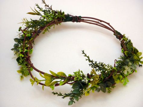 Floral Headband Wedding, Crown Hairstyle, Fairy Diy, Flowers Crown, Natural Branches, Leaf Crown, Leaves Headband, Hair Wreaths, Artificial Greenery