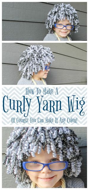 Crochet Wig Pattern Free, Yarn Wigs, Crochet Wigs For Kids, Crochet Old Lady Wig Pattern, Crochet Granny Wig, Yarn Wigs Diy, How To Make A Wig, Diy Afro Wig, Wednesday Addams Yarn Wig