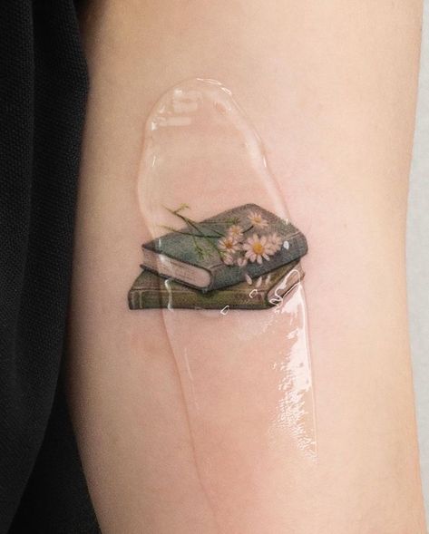 Small Book Tattoo, 55 Tattoo, Writer Tattoo, Mirror Tattoo, Small Tattoos Ideas, Scottish Tattoos, Book Tattoos, Artsy Tattoos, Colour Tattoo