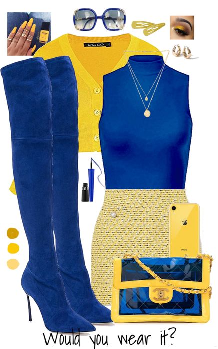 Yellow And Blue Outfits Black Women, Blue And Yellow Outfit Ideas Black Women, Blue And Gold Outfit Ideas, D9 Sorority Outfits, Yellow And Navy Blue Outfits, Blue And Orange Outfit Ideas, Blue And Gold Outfits, Yellow And Blue Outfits, Sgrho Outfits