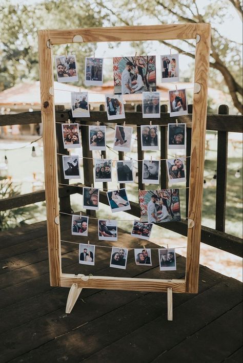 Graduation Picture Display, Graduation Party Picture Display, Graduation Party Pictures, Diy Photo Display, Blue Deck, 40th Anniversary Party, Wedding Photo Display, Senior Graduation Party, Graduation Open Houses