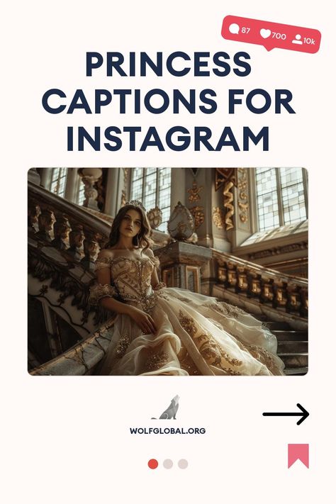 An advertisement for "Princess Captions for Instagram" with a woman wearing a lavish gown.
List of whimsical statements related to fairy tales and princess themes with checkboxes, suggesting empowering ideas.
Woman with laptop, social media symbols, and an invite to an Instagram engagement pod. Drama Queen Captions, Royal Captions For Instagram, Princess Captions For Instagram, Royal Captions, Princess Captions, Queen Captions, Black Princess Dress, Royal Vibes, Funny Princess