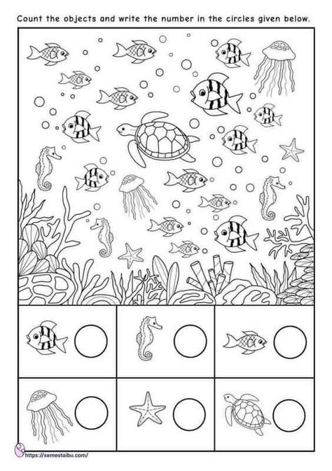 Under The Sea Worksheets For Preschool, Under The Sea Worksheets, Counting Worksheets Preschool, Ocean Theme Kindergarten, I Spy Worksheets, Counting Worksheets For Kindergarten, Counting Worksheet, Ocean Theme Preschool, Fun Worksheets For Kids