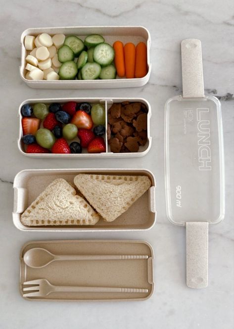 Stackable Lunch Box Ideas, Bento Box Aesthetic School, Lunch To Take To School, Stacked Bento Box Lunch Ideas, School Lunch Snack Ideas, Healthy Lunchbox Ideas For School, Bento Box Lunch For School, Aesthetic Lunchbox For School, Food Bento Lunch Boxes