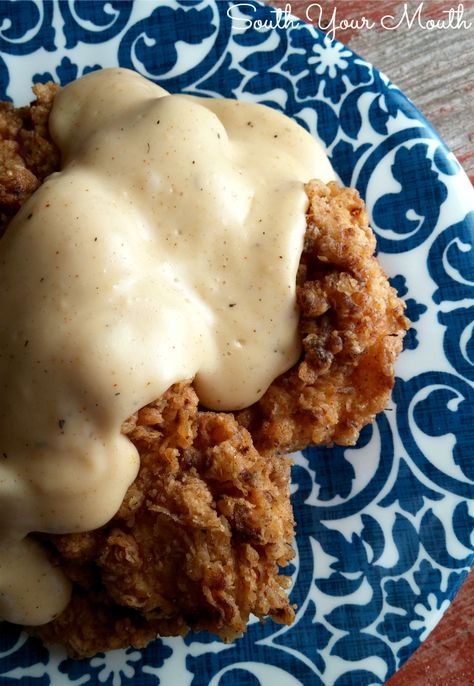 Southern Fried Chicken marinated in buttermilk then fried to perfection and served with Milk Gravy. Roast Brisket, Country Fried Chicken, South Your Mouth, Milk Gravy, Pork Tenderloins, Michael Symon, Country Fried, Food Korean, Buttermilk Recipes