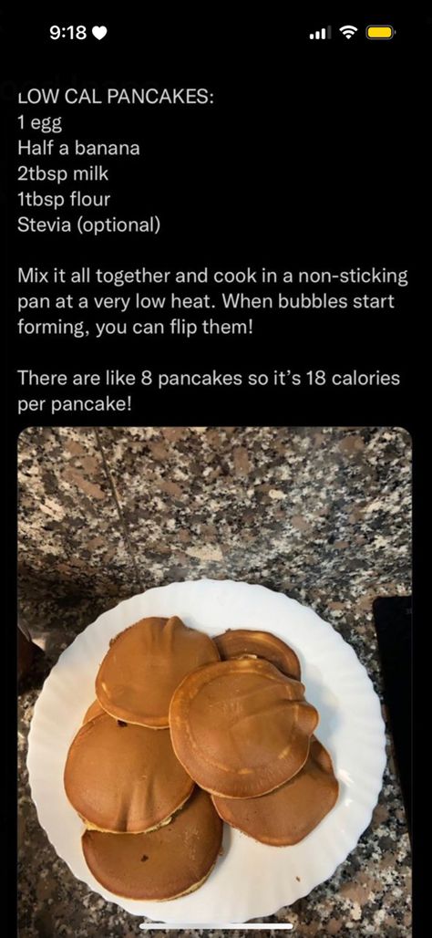 Low Cal Crepe Recipe, Healthy Pancake Topping Ideas, Eating Real Food, Easy Low Cal Meals, Low Cal Banana Pancakes, Low Calorie Recipes Ed, Low Cal Oatmeal, Healthy Breakfast For One, Low Cal Breakfast Ideas