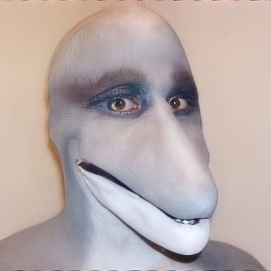 Dolphin muzzle Weird Pfps For Discord, Curseweb Pfp, Human Muzzle, Animals Doing Human Things, Weird Random Pics, Dolphin Man, Dolphin Icon, Terrifying Images, Black Creature