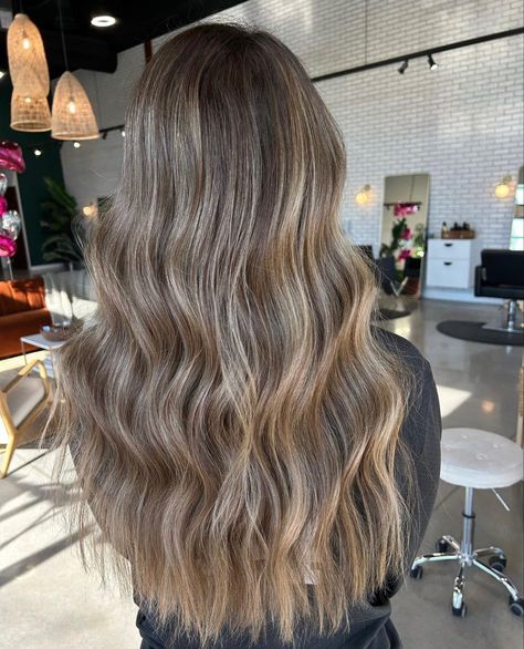 Hair Inspo Color Balayage Caramel, Like Brown Hair With Highlights, Full Highlight On Brunette Hair, Brown Hair With Some Blonde Highlights, Mocha Bronde Hair, Darker Brown Highlights, Brunette With Heavy Highlights, Icy Brown Hair With Highlights, Brunette Hair White Highlights