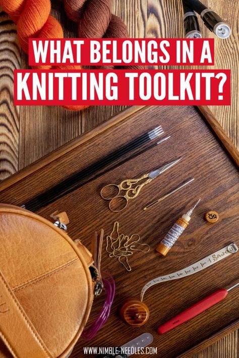 The perfect knitting toolkit - essential items every knitter needs Knitting Tools Accessories, Knitting Organization, Interchangeable Knitting Needles, Knitting Help, Knitting Notions, Craft Knitting, Knitting Tools, Learn How To Knit, Knitted Wit