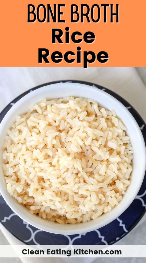 Here is a nourishing and easy Bone Broth Rice recipe with just a few simple ingredients. This flavorful rice recipe is the perfect side dish. Make it in the Instant Pot or on the stovetop. Rice Bone Broth, Rice In Bone Broth, Rice With Bone Broth, Bone Broth Rice Recipe, Rice With Chicken Broth, Bone Broth Rice, Budget Friendly Healthy Meals, Easy Bone Broth, Chicken Broth Rice