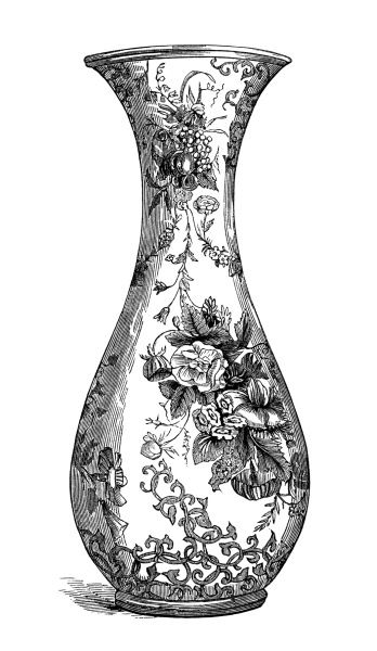 Victorian Vases, Vase Deco, Old Vases, White Png, Old Design, Png Vintage, Black And White Vintage, Chinese Vase, Drawing Black