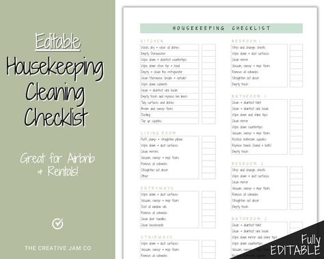 EDITABLE Housekeeping Cleaning Planner, Cleaning Checklist, Cleaning Schedule, House Chores, Clean Routine, Professional Cleaning, Airbnb - Etsy Cleaning Supplies Checklist, House Cleaning Checklist Printable, Fonts Copy And Paste, Housekeeper Checklist, Easy Cleaning Schedule, Housekeeping Hacks, Clean Routine, Residential Bathroom, Overcome Laziness