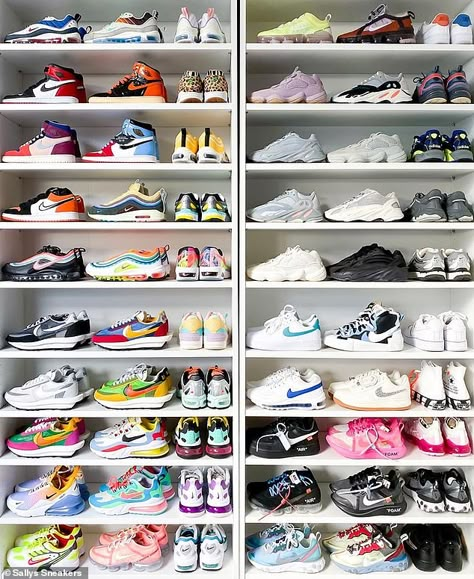 Meet the Danish Instagram influencer with the coolest sneaker collection in the world | Daily Mail Online Nike Blazers Outfit, Sneakerhead Room, Sneaker Closet, Shoe Room, Dr Shoes, Model Streetstyle, Nike Air Shoes, Shoes And Sneakers, Hype Shoes