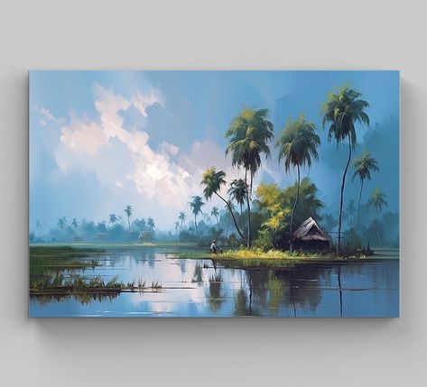 Vertical Canvas Art, Horizontal Scenery Painting, Natural Scenery Canvas Painting, Canvas Painting For Competition, Canvas Art Landscape Acrylic Paintings, Best Scenery Paintings, Natural Landscape Painting, Scenery Paintings On Canvas, Painting Scenery Landscapes