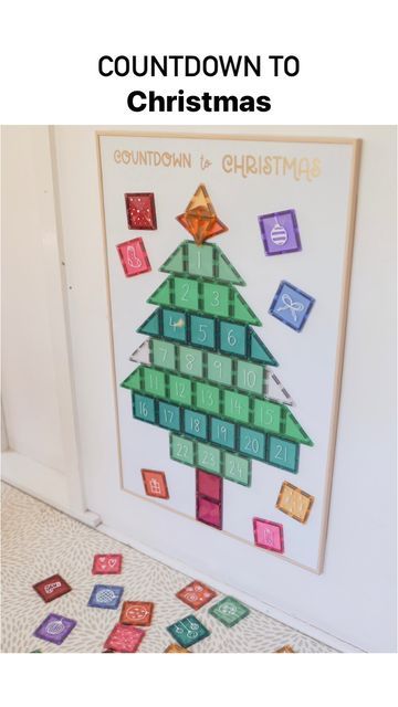 Toddler Countdown To Christmas, 2023 Countdown, Countdown Ideas, Toddler Play Ideas, 1st Of December, Chalk Marker, Square Tiles, Days Until Christmas, Countdown To Christmas