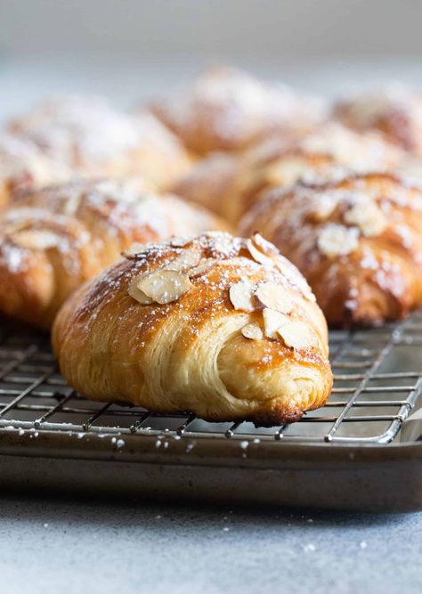 Homemade Almond Croissants Starbucks Almond Croissant Recipe, Almond Croissants, Bouchon Bakery, Croissant Recipe, Local Bakery, Almond Croissant, Edible Creations, Almond Paste, Copycat Recipe