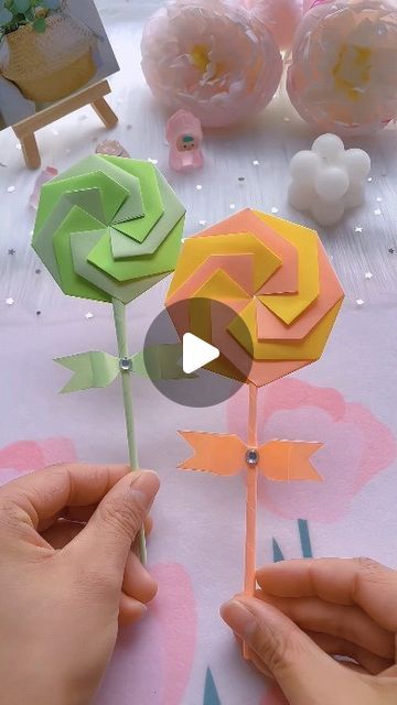 paper crafts creator on Instagram: "Title: "Whirlwind Origami Lollipops: Fun Craft for Kids"

Hashtags:
- #OrigamiTutorial
- #ParentChildHandicraft
- #HandmadeDIY
- #LearnInOneGo
- #Origami
- #WhirlwindLollipops
- #CraftsForKids
- #DIYCrafts
- #kidscrafts" Paper Lollipop Craft, Lollipop Paper Craft, Origami Lollipop, Kids Handicraft, Origami Tutorial, Fun Craft, Craft For Kids, Fun Crafts For Kids, Kids Crafts