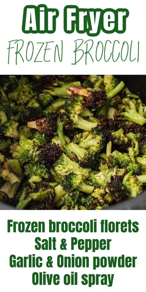 Airfryer Broccoli Frozen, Broccoli Air Fyer, How To Cook Frozen Broccoli In Air Fryer, Air Fry Frozen Broccoli Recipe, Broccoli Frozen Recipes, Air Fryer Roasted Broccoli From Frozen, Easy Air Fryer Frozen Food, Frozen Brocolli In Air Fryer, Airfried Crispy Broccoli