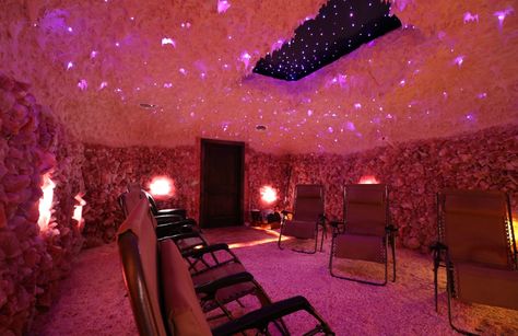 How to profit from a Himalayan salt cave Himalayan Salt Cave, Himalayan Salt Room, Salt Cave, Fiber Optic Lighting, Salt Room, Natural Cave, Brick Walkway, Himalayan Salt Crystals, Spa Business