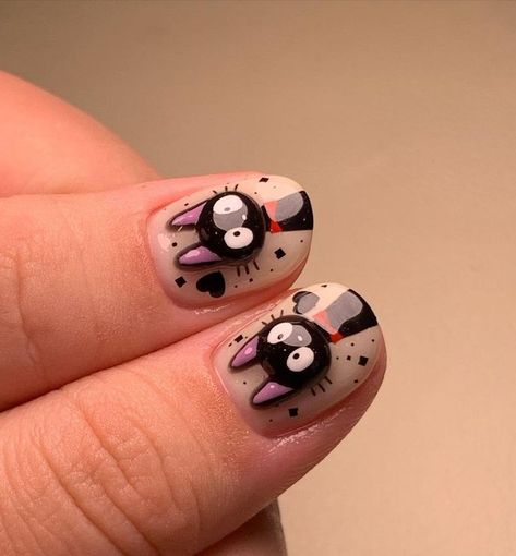 Cat Nail Art Designs, Cat Nail Designs, Cat Nail Art, Kutek Disney, Cat Nail, Anime Nails, Goth Nails, Animal Nails, Cat Nails