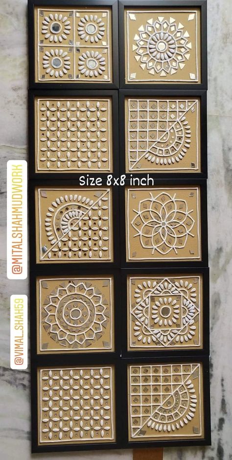 Mseal Work On Canvas, Mdf Projects Diy, Limpan Art Designs, Lippon Art Designs On Wall, Mud Work Art, Lippan Art Square Design Easy, Clay And Mirror Craft, Lippan Art On Rectangle Board, Lip Pan Art