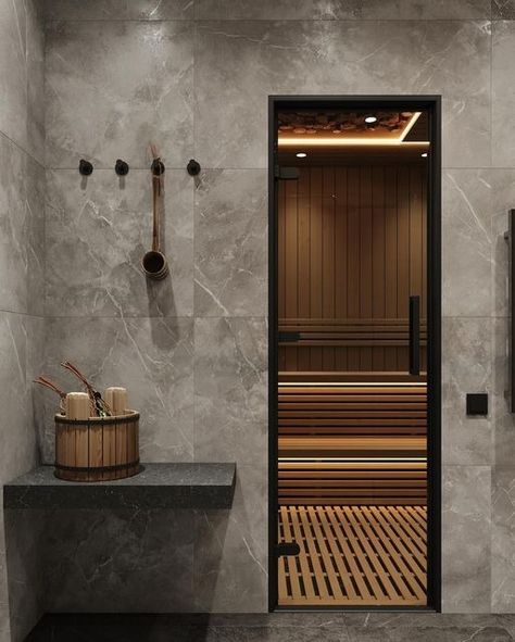 Sauna Front Room Ideas, Home Sauna Cold Plunge, Home Sauna Design, Sauna Room Ideas Interior Design, Sauna House Interior, Sauna Room Design, Sauna Design Interior, Sauna In Bathroom, Sauna Architecture