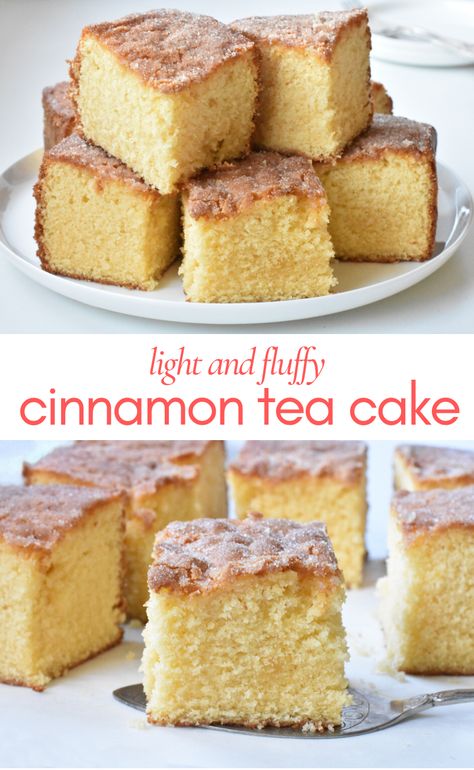 Simple Tea Cake Recipe, Cakes For Afternoon Tea, Snack Cake Recipes, Tea Cake Recipe, Cinnamon Tea Cake, Snacking Cake, 10 Cake, Tea Cakes Recipes, Afternoon Tea Recipes