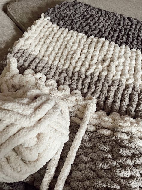 @ growncozy on instagram & tiktok for more inspo & tutorials! Chunky Crochet Blanket Aesthetic, Thick Throw Blanket Chunky Crochet, Crochet Blanket Fluffy Yarn, Chunky Farmhouse Crochet Blanket, Chonky Blanket, Yarn Aesthetic, Chunky Yarn Blanket, Yarn Blanket, Crochet Aesthetic