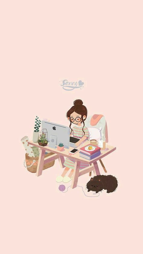 senny Cute Cover Photo, Laptop Illustration, Abstract Illustration, Girly Art Illustrations, Draw Art, Kawaii Wallpaper, Girl Wallpaper, Girly Art, Art And Illustration