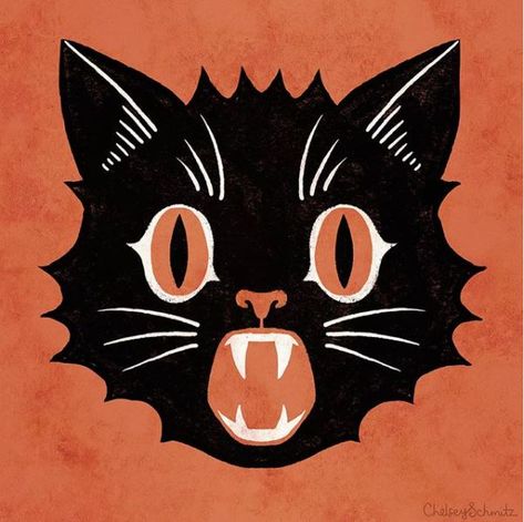 Vintage Halloween Cat Art, Vintage Halloween Cat Illustration, Black Cat Halloween Drawing, Vintage Halloween Cat Tattoo, Vintage Black Cat Illustration, Vintage Jackolantern Art, Vintage Halloween Drawings, Retro Halloween Illustration, Halloween Graphic Art