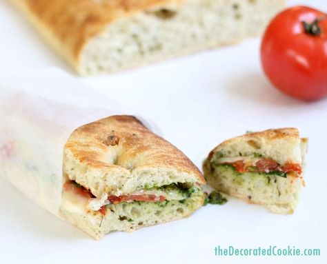 homemade copycat STARBUCKS roasted tomato and mozzarella panini with pesto -- lunch, sandwich Starbucks Tomato Basil Sandwich, Copycat Starbucks Tomato Mozzarella, Starbucks Pesto Sandwich, Starbucks Turkey Pesto Sandwich, Starbucks Panini, Lavash Wrap, Turkey Panini Recipes, Starbucks Sandwiches, Lunch Packing Ideas