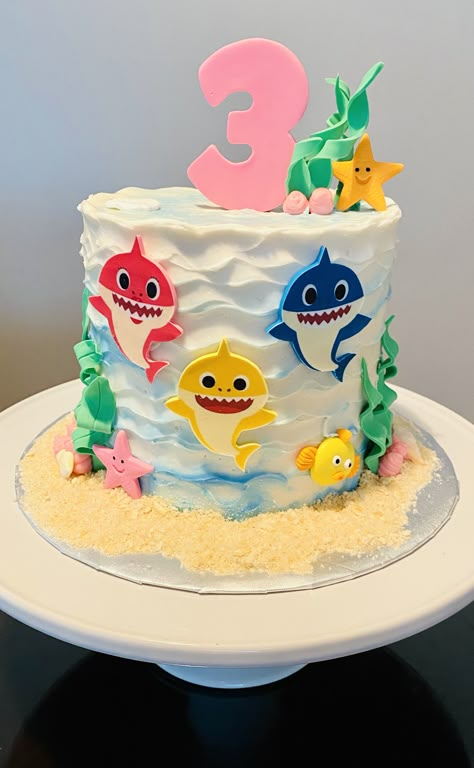 Baby Shark Bday Party, Pastel Baby Shark Party, Baby Shark Smash Cake Boy, Pinkfong Birthday Cake, 2nd Birthday Cake For Boy, Baby Shark Torte, Baby Shark Birthday Cake Boy, Baby Shark 2nd Birthday Cake, Baby Shark Birthday Party Boy Cake