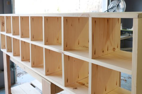 Diy Cube Shelf, Cube Shelves Diy, Diy Cubby, Cubicle Storage, Campaign Style Furniture, Diy Cube Storage, Narrow Bookshelf, Wooden Cubby, Wall Cubes