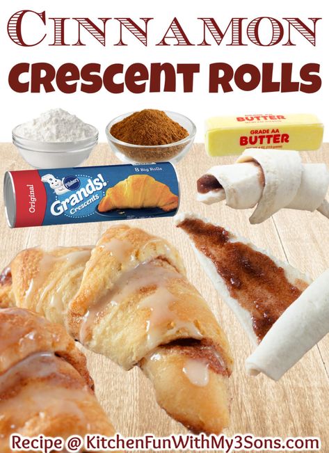 Buttery crescent rolls wrapped around sweet cinnamon filling then drizzled with vanilla frosting, these Cinnamon Crescent Rolls are so quick and easy to make and so satisfying for any sweet tooth. Crescent Cinnamon Rolls, Crescent Roll Cinnamon, Cinnamon Crescents, Crescent Roll Veggie Pizza, Crescent Roll Cheesecake, Cinnamon Crescent Rolls, Crescent Roll Pizza, Cinnamon Filling, Apple Cinnamon Rolls