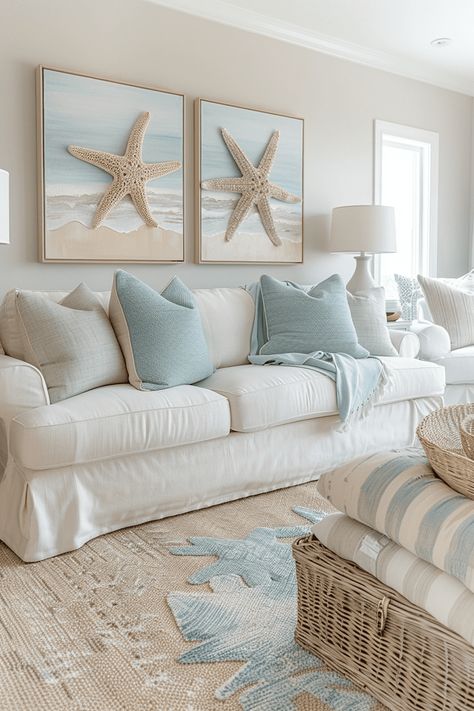 Beach Living Rooms, Modern Coastal Living Room Ideas, Coastal Living Room Decor, Coastal Party, Coastal Living Room Ideas, Bungalow Living Room, Beachy Living Room, Modern Coastal Living Room, Beach Sofa